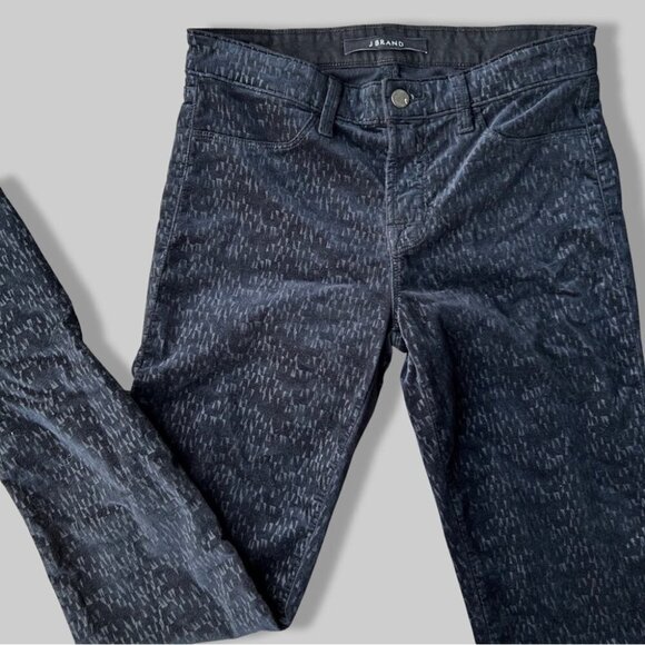 J Brand Super Skinny Printed  Velour Velvet Jeans - Picture 1 of 12